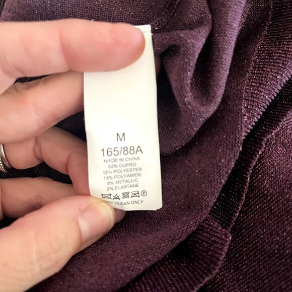 Kate Spade Purple Maroon Sparkly Metallic Turtleneck Sweater EUC Size Medium - Picture 5 of 5